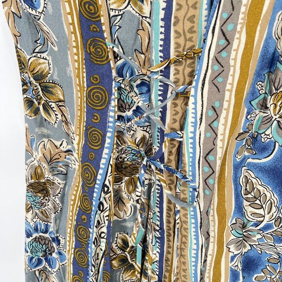 Vtg Just Choon Floral Midi Dress Sz M Prairie Tie Back Cottagecore Fairy Boho - Picture 6 of 9